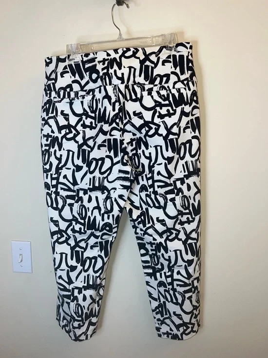 Swing Control Pull On Stretch Golf Pants Size 16 Black White Print - Picture 2 of 12